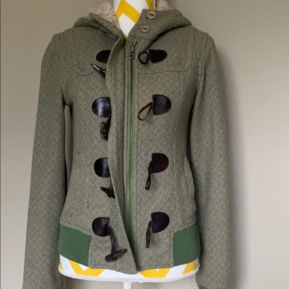 Rubbish Green Tweed Wool Coat (Nordstrom) - Picture 3 of 6